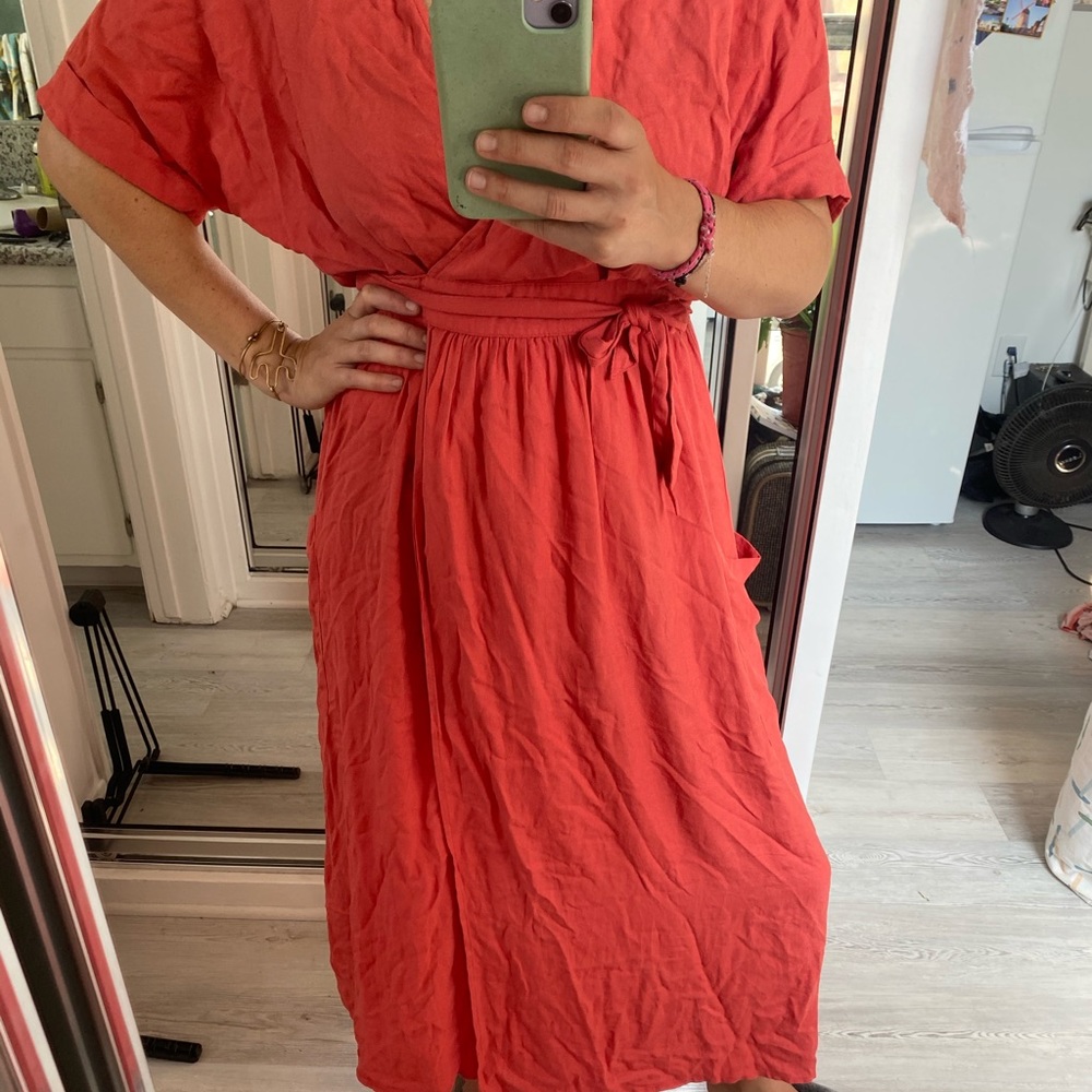Coral Wrap Dress